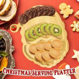 圣诞老人竹制果盘 餐具零食托盘 礼品派对糖果盘 草莓碗