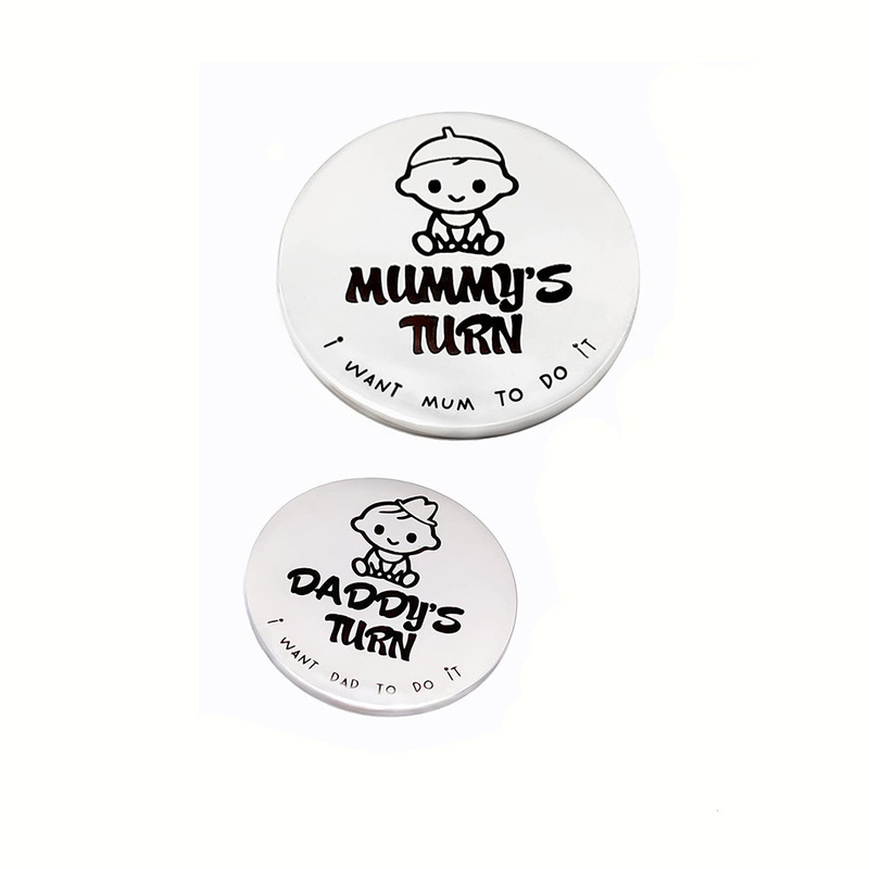 クロスボーダーの人気人気商品の決定貨幣の赤ちゃんのおもちゃのステンレスの金属の幸運な貨幣の両面の刻字はキーホルダーを持ちます。|undefined