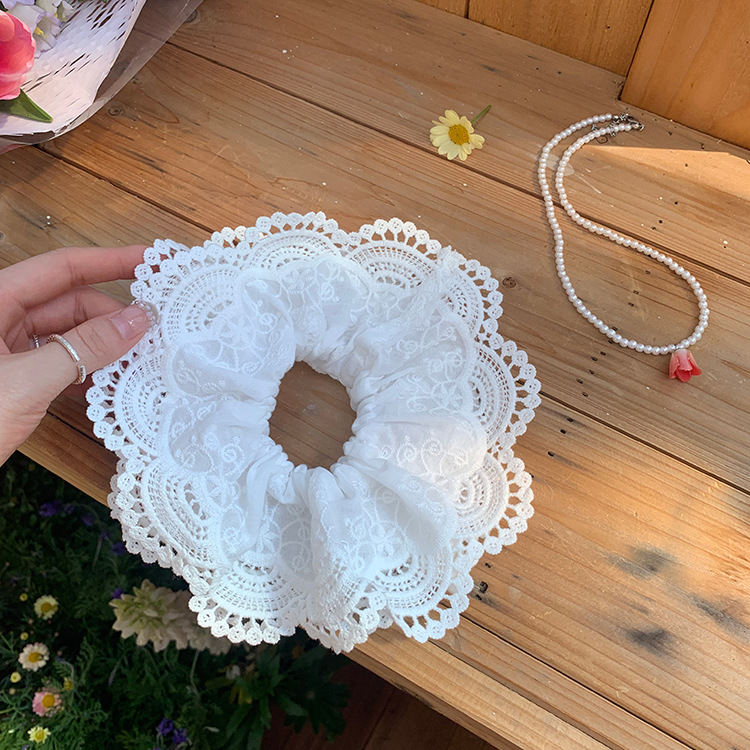 Anello per capelli in pizzo primaverile Anello per intestino da donna Legare i capelli 2024 Nuovo stile Corda per capelli di alta qualità Accessori per capelli Copricapo Stile coreano Fiore per capelli_voghion.com