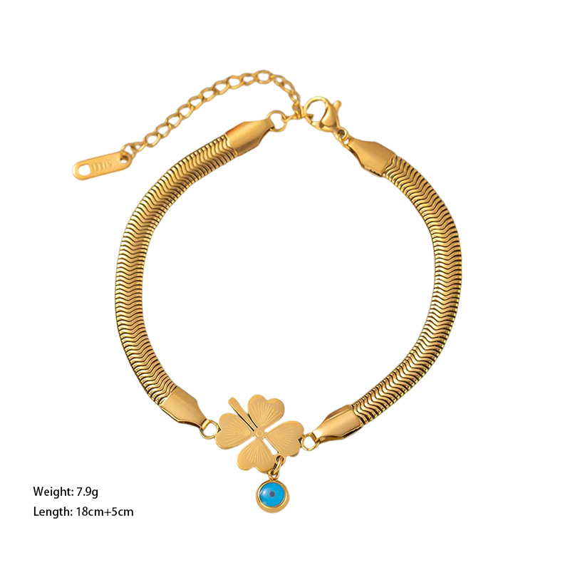 Europa y los Estados Unidos venta al por mayor transfronteriza caliente cadena de cuchillas de acero de titanio amor ojos azules pulsera de acero de titanio mujer oro no decoloración joyas
