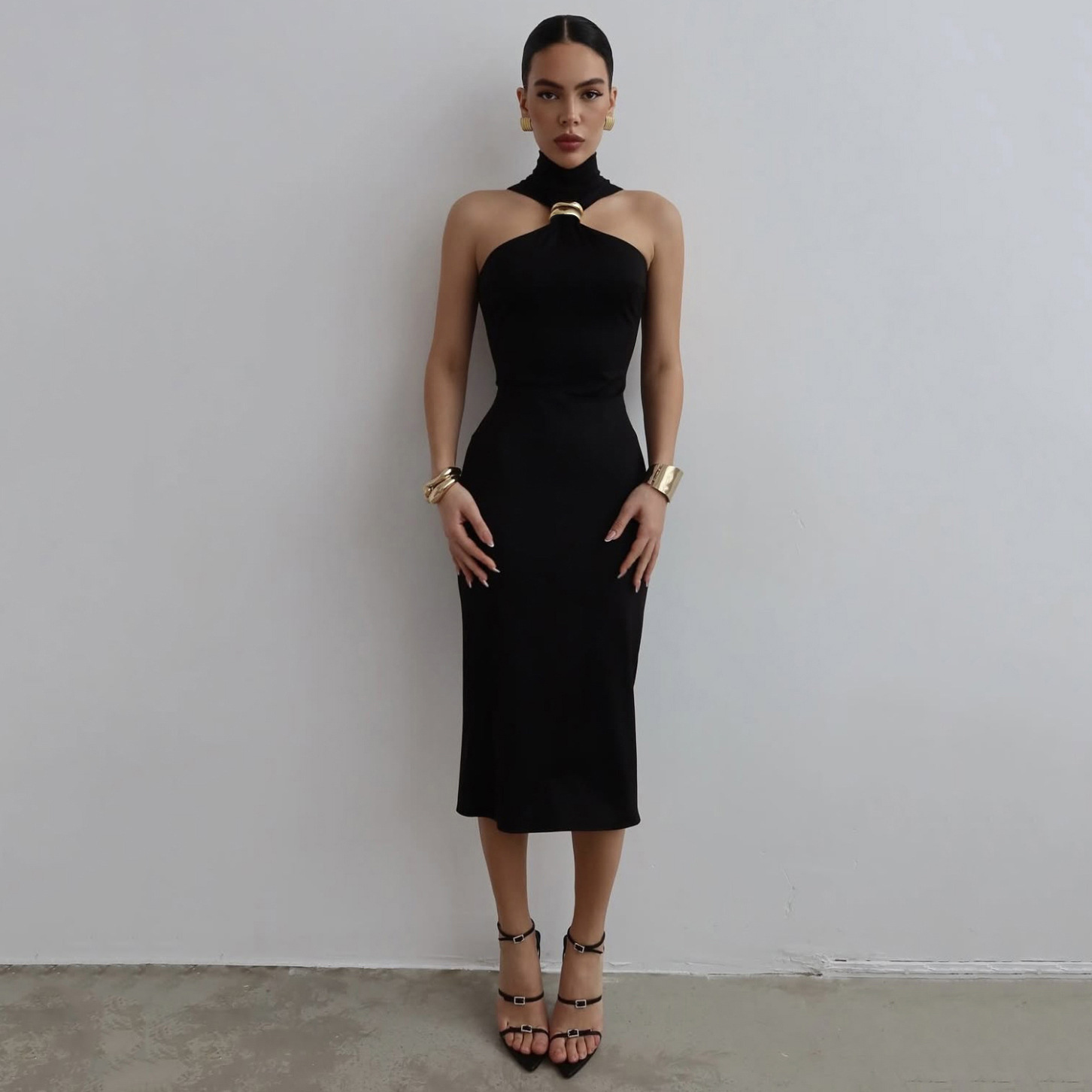 Wholesale Women's Streetwear Solid Color Casual Daily Turtleneck Sleeveless Sheath Dress display picture 8