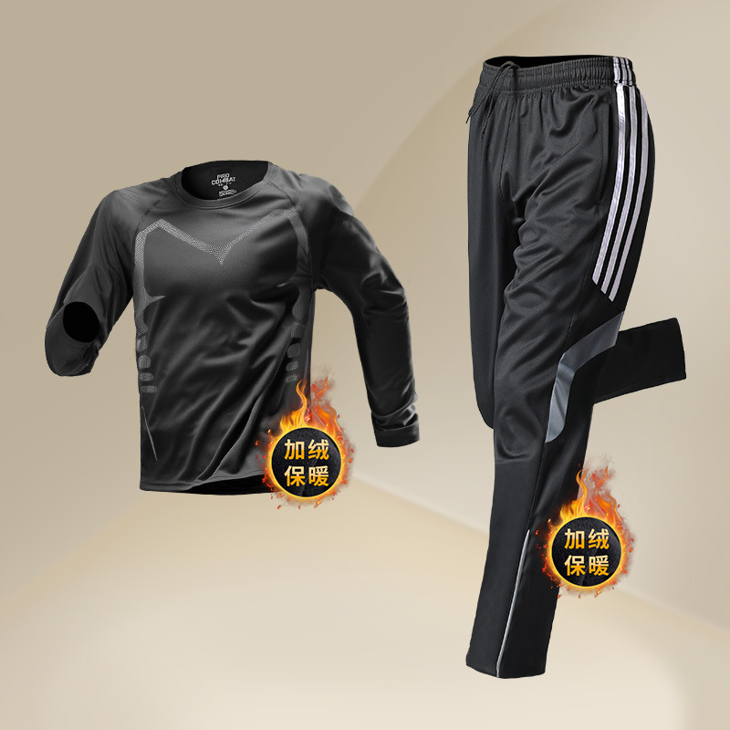 Trajes deportivos de invierno para hombres, ropa de entrenamiento para correr, chaqueta de acondicionamiento térmico de lana, ropa seca rápida de otoño y invierno, ropa de bicicleta para correr por la mañana