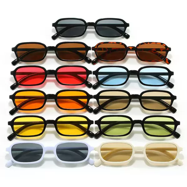 New European and American Cross-Border Retro Small Frame Rectangular Sunglasses for Women Street Style Concave Shape Prescription Glasses