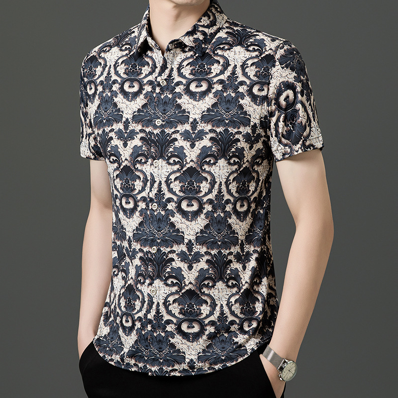 Father's Day Shirt Dad Summer Short-Sleeved Shirt Middle-Aged Men's Middle-Aged and Elderly Printed Shirt Men's Tops Summer Wholesale Father's Day Shirt Dad Summer Short-Sleeved Shirt Middle-Aged Men's Middle-Aged and Elderly Printed Shirt Men's Tops Summer Wholesale