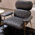 意式轻奢真皮餐椅黑色创意刺绣设计师别墅不锈钢休闲单人扶手坐椅