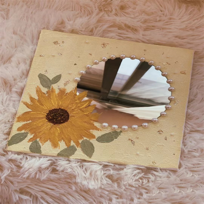 diy油画镜子新款不规则梳化妆镜手工制作材料绘画板创意装饰镜片