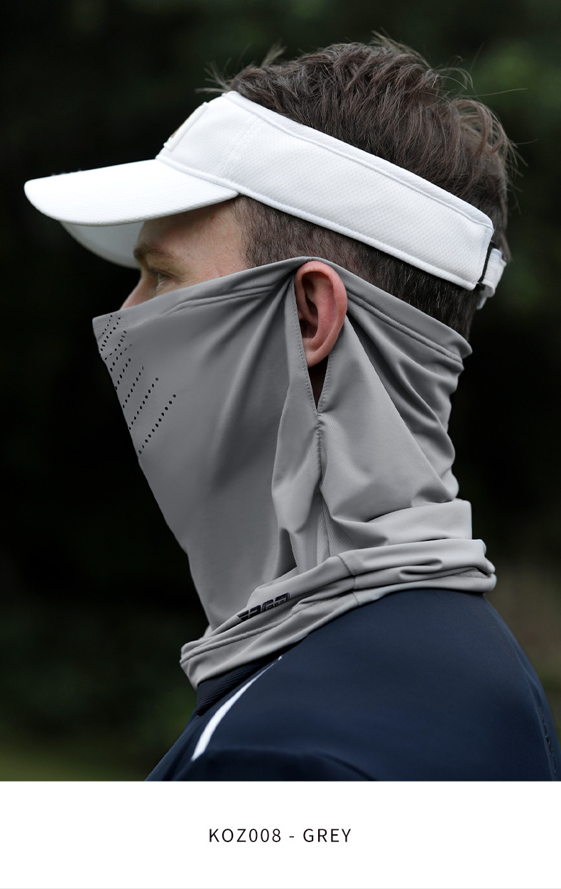 Mặt nạ chống nắng golf PGM nam thoáng khí chất liệu lụa băng mát lạnh — Koz008-trắng [Dây băng/UPF50 +/Thanh mũi mềm] chi tiết 8
