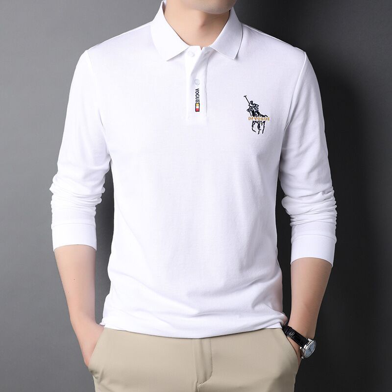Tree live broadcast 2021 autumn lapel long sleeve T-shirt male business casual embroidery Chinese youth polo shirt male