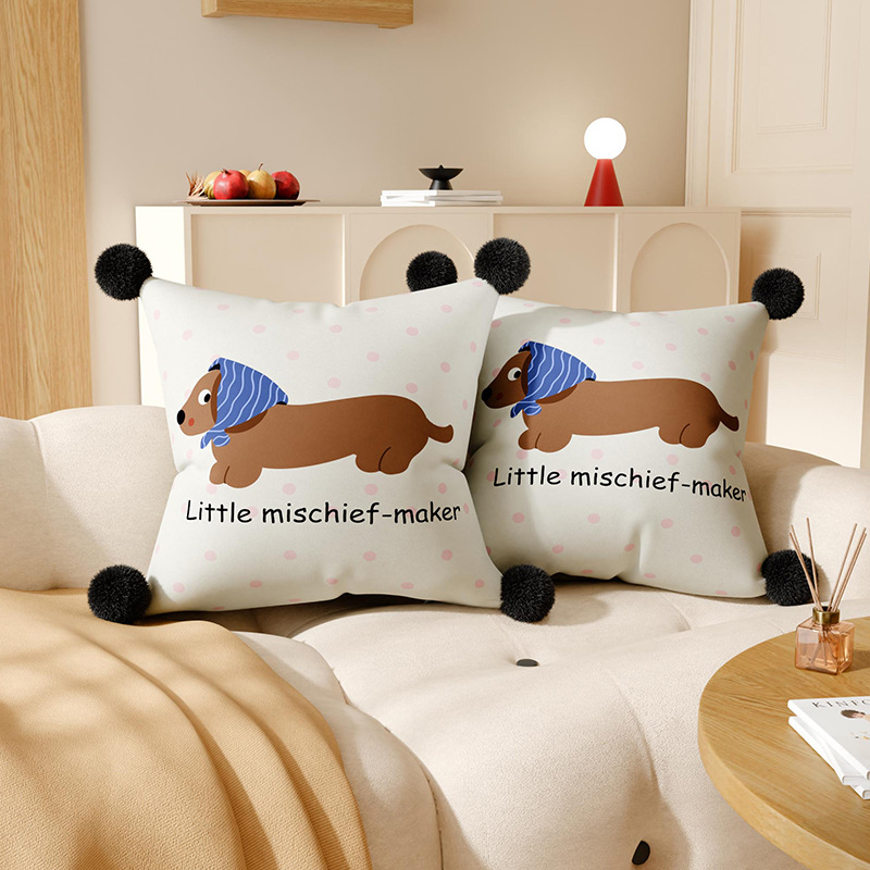 Almohada de perro salchicha de dibujos animados con núcleo lindo sofá creativo almohada ins cama de viento ambiente cojín almohada de cintura