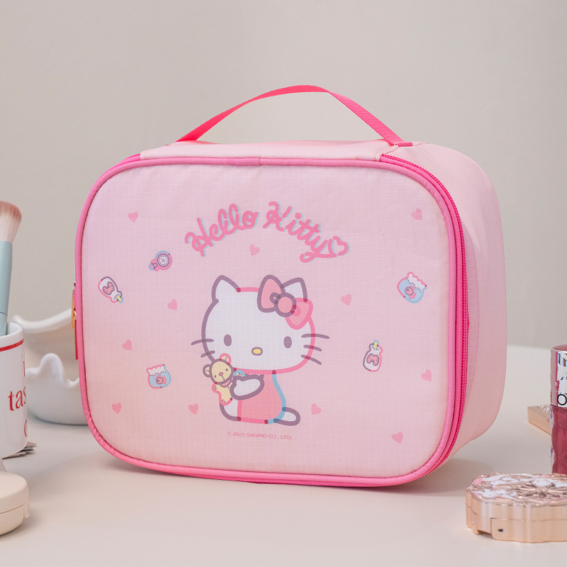 산리오 체크무늬 화장품 가방 KT 고양이