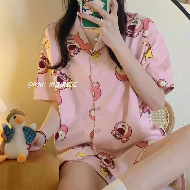 Tailandia Pijamas de las mujeres del sudeste asiático pantalones cortos de manga corta transfronteriza verano ropa para el hogar ins estilo coreano traje de dos piezas