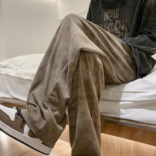Linen corduroy tie-dye irregular pants for men, Japanese streetwear brand, loose casual sweatpants, Hong Kong style, retro wide-leg pants, trendy