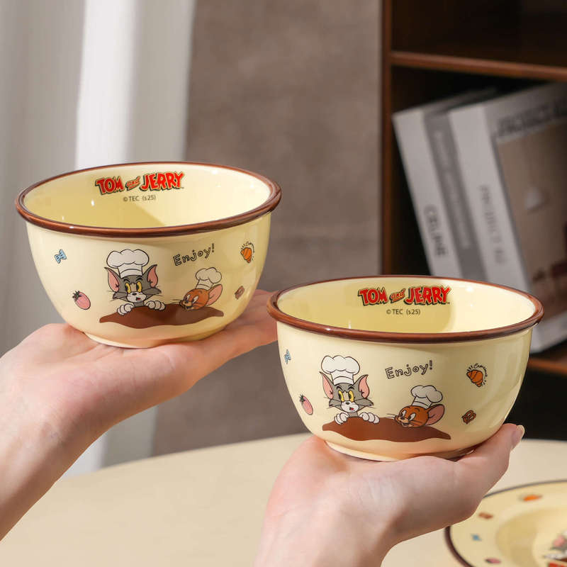 猫和老鼠可爱陶瓷碗盘餐具套装 家用新款陶瓷盘一人食高颜值餐具|undefined