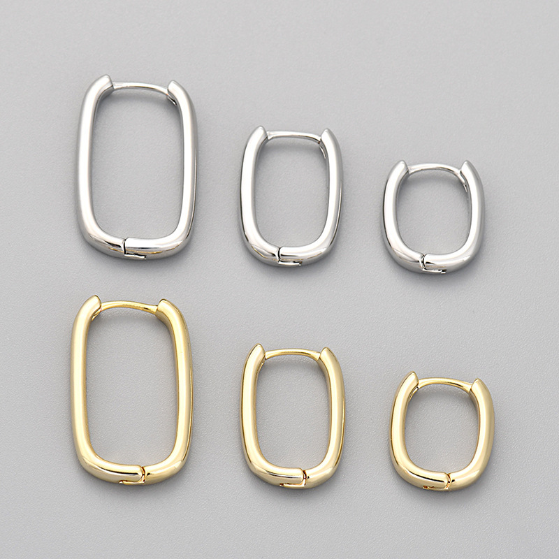 Europe and the United States cross-border simple geometric oval square earrings smooth U-shaped earrings hot simple Joker factory direct sales Europe and the United States cross-border simple geometric oval square earrings smooth U-shaped earrings hot simple Joker factory direct sales