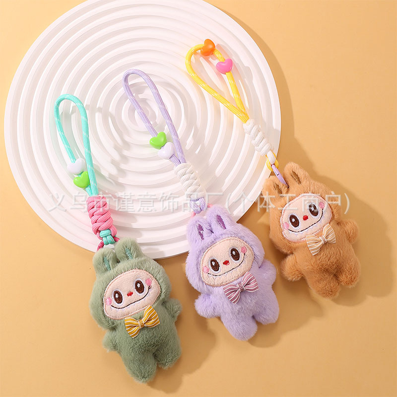 漫画ぬいぐるみラブブ人形ストラップ diy バッグキーホルダーペンダント携帯電話人形アクセサリー|undefined