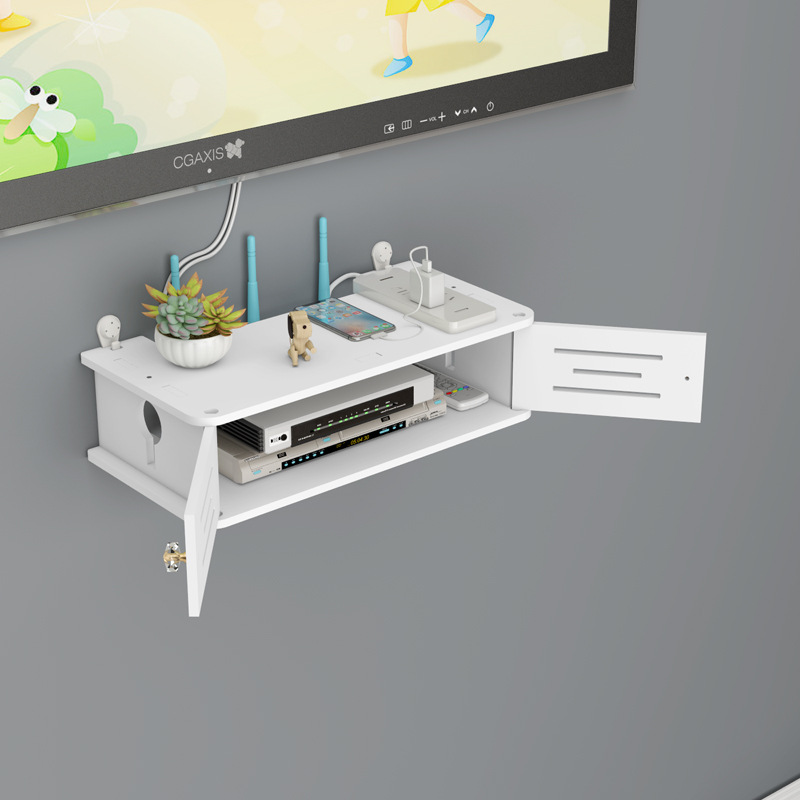 WiFi TV montado en la pared Set-Top Box router de almacenamiento en rack de almacenamiento de perforación libre soporte de soporte