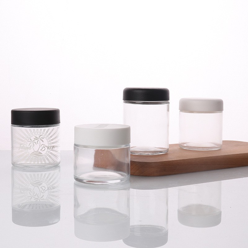 批发CR大麻罐90ml儿童防护压旋盖60ml玻璃罐烟草卷丝膏霜瓶