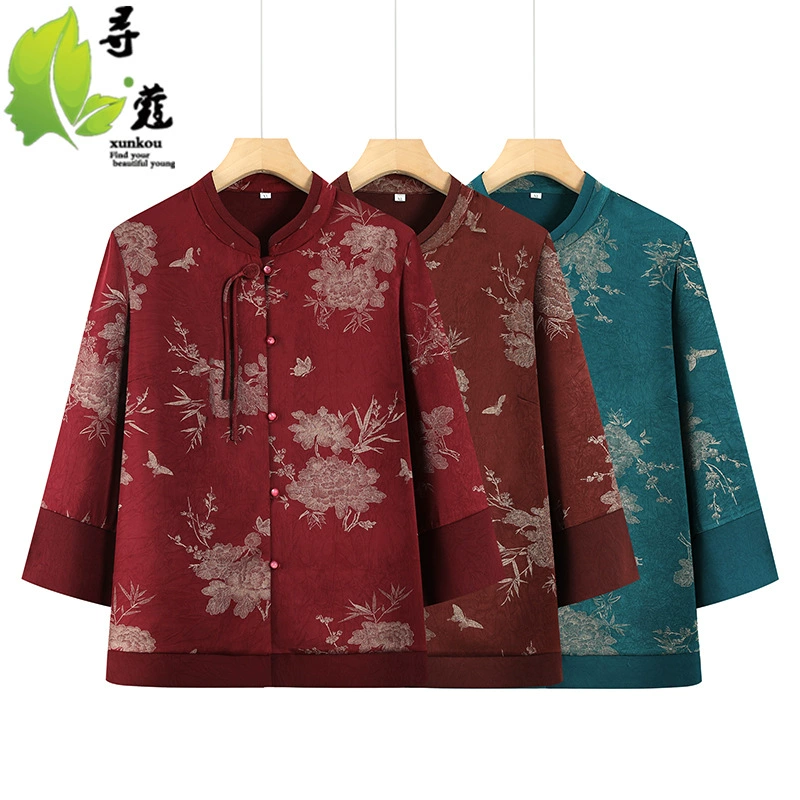 Летняя тонкая бабушкинская одежда для женщин среднего и пожилого возраста, повседневная женская одежда больших размеров для пожилых женщин 6-6 лет, весенне-летняя одежда с принтом для женщин