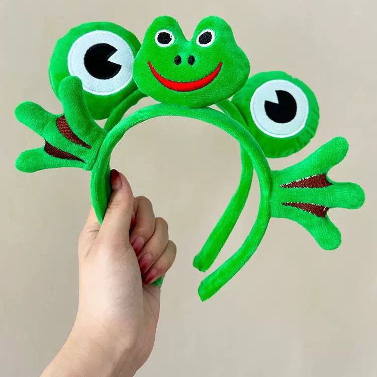 Banda de cabello de ranas lindas bandas de dibujos animados para lavar la cara de mujeres maquillaje especial banda de cabello máscara de lavado pelusa nueva tarjeta de cabello