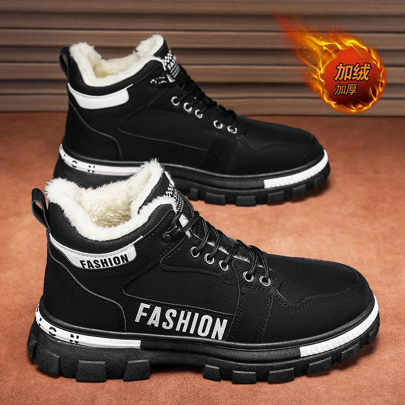 Zapatos de invierno para hombre 2025, nuevo estilo, forrados de lana, gruesos, cálidos, de algodón, deportivos, antideslizantes, de trabajo, estilo Martin, de seguridad, modernos. image 3