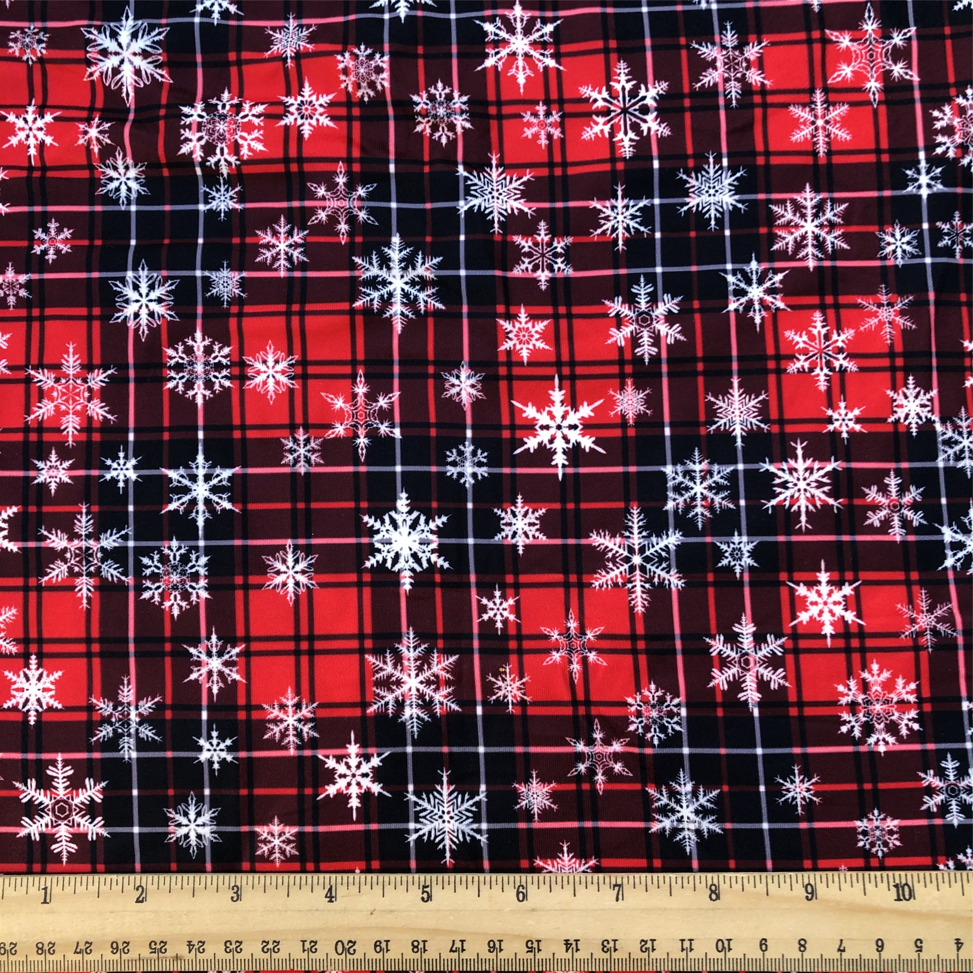 クリスマス雪花模様の薄いポリエステル綿や四面弾ニット生地のプリント生地手作りdiyシャツスカート服装生地