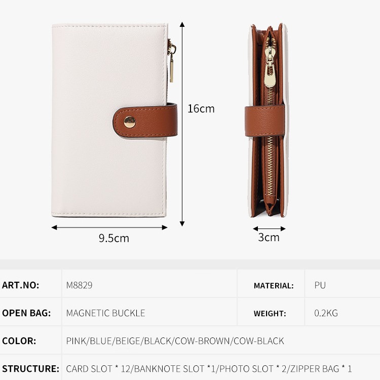 Pu transfronterizo tres carteras plegables bolsa de tarjetas en una cremallera bolsa de cambio bolsa de mano anti-magnética bolsa de mano RFID personalizada