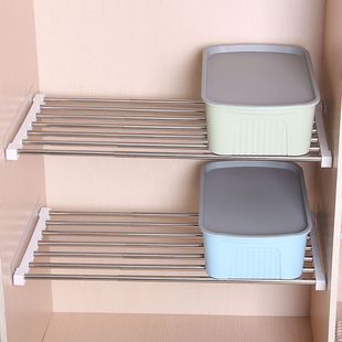 Wardrobe Layered Partition Storage Rack, Partition Board, Bathroom Nail-Free Telescopic Storage Rack, Student Dormitory Artifact Universal Board