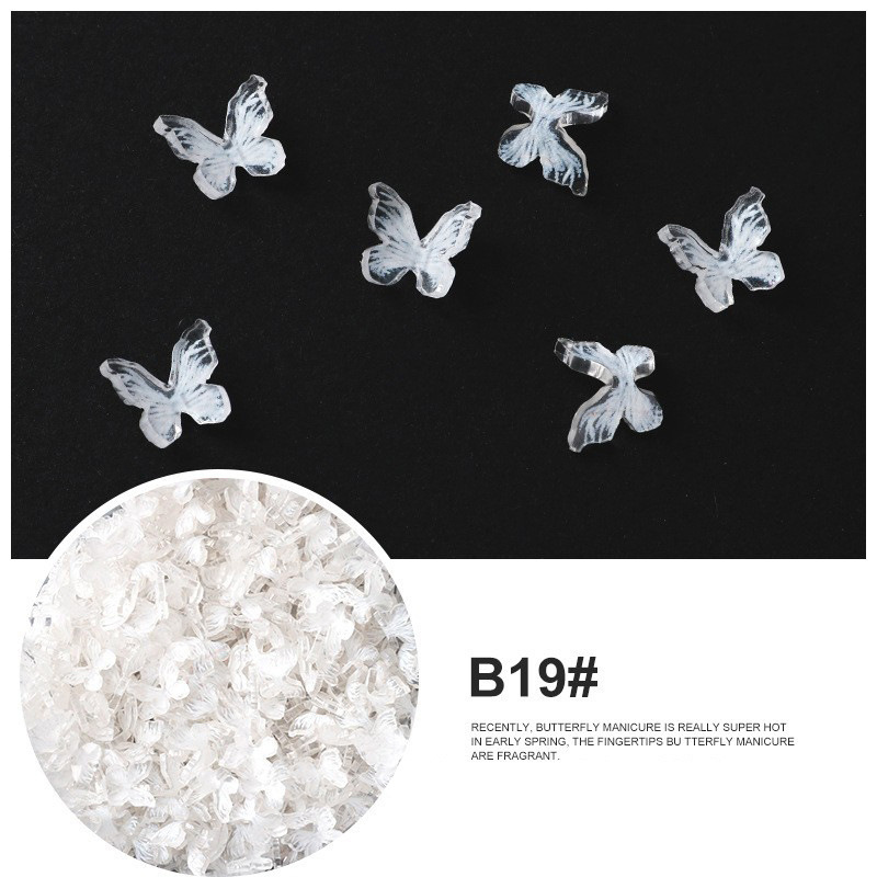 Acrílico mariposa resina tridimensional accesorios de uñas accesorios de flores plástico transparente uñas hechas a mano material DIY image 29