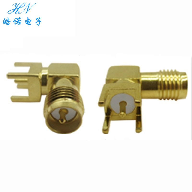SMA插板接头射频天线板载PCB直头正角偏角弯头焊板底座连接器RP