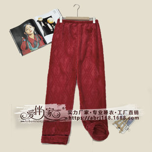 Flannel coral velvet demi-season keep warm solid color trousers for leisure, increased thickness, plus size
