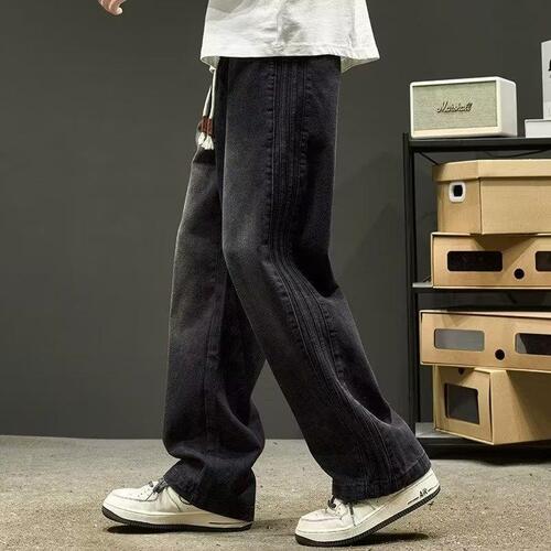 Men's Spring Streetwear Vintage Wide Leg Relaxed Straight Jeans, Unisex Youth Fashionable Casual
