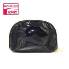 义乌厂家定制镜面革手拿包洗漱包跨境黑色雪花拉链头化妆包零钱包