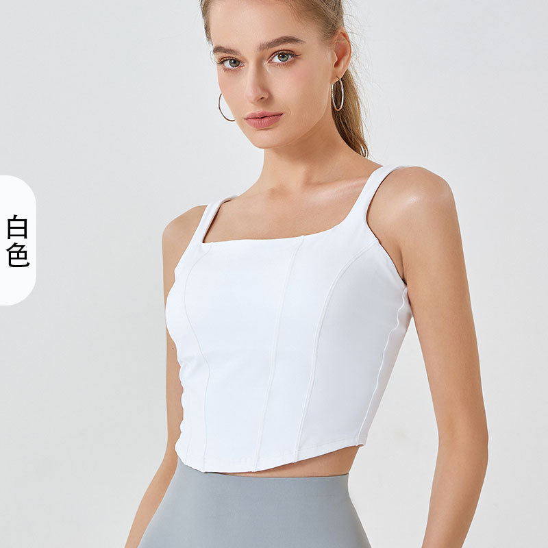 Otoño y invierno nuevo desnudo con cojín de pecho chaleco deportivo de alta altura de la mujer U-cuello yoga ropa interior corrida antichoque acondicionamiento físico hermosa espalda