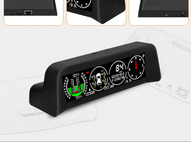 Car Hud Head-Up Display Tire Pressure Monitoring Internal and External Altitude Gps Speed Slope Voltage Compass High-Definition Display