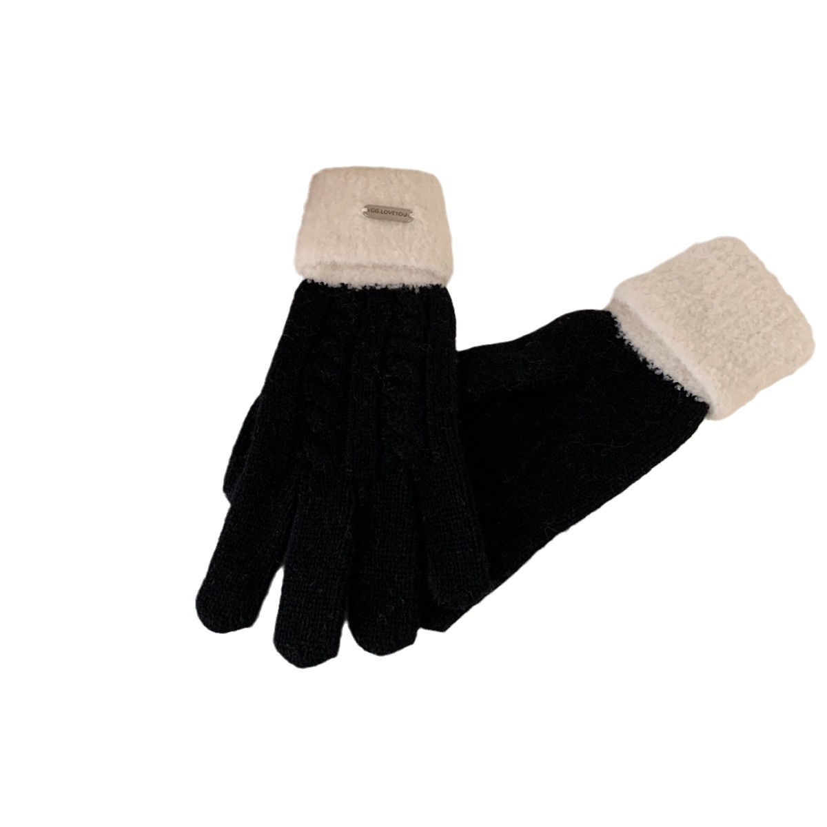 Guantes de lana de bordado clásico de ganado de punto de invierno para mujeres con un alto valor facial grueso guantes de dedo de pantalla táctil caliente