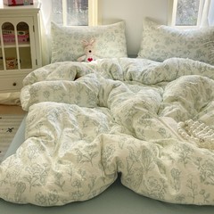 25新型ジャカード四点セット雲感二重糸裸寝布団カバー少女ベッド用品シーツ三点セット