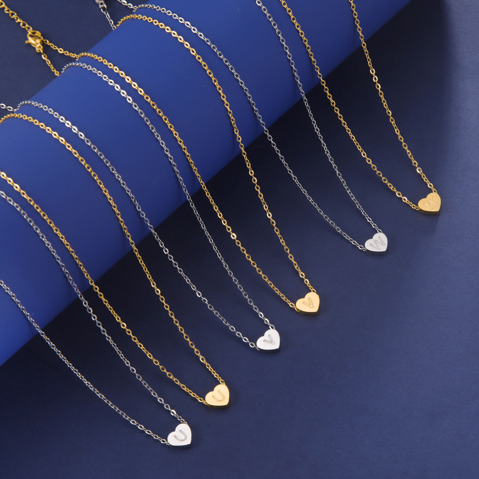 4g Weight Pendant Necklace Classification 1 Piece Quantity Daily Occasion Titanium Steel Material Heart Shape Pattern Unisex Gender Plating Design Simple Style Style Stainless Steel Titanium Steel Simple Style Letter Heart Shape Plating Pendant Necklace 6