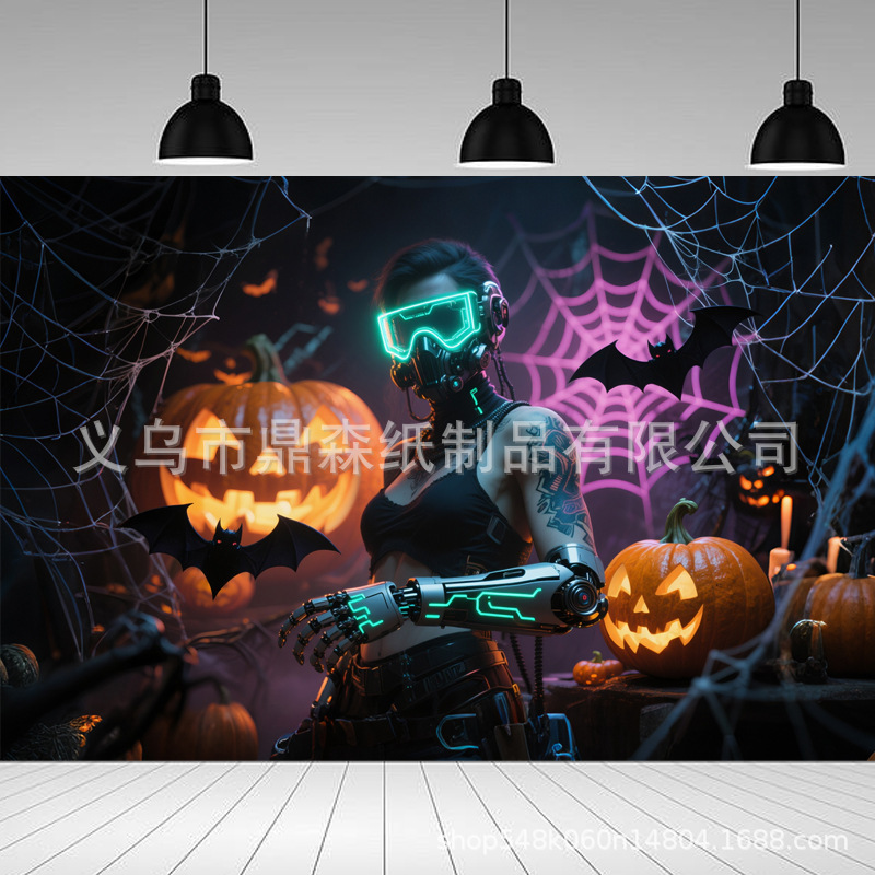 クロスボーダー新しいハロウィン背景布ハロウィンバナー吊り布ホラーパーティー装飾用品写真の背景|undefined