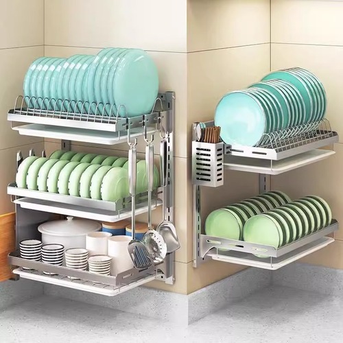 304 stainless steel bowl rack, draining rack, kitchen storage rack, wall-mounted bowl and plate holder, bowl, chopsticks, bowl and dish storage rack, household