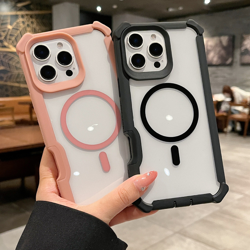iPhone17Pro 透明携帯電話ケース 16Promax 四隅衝突防止磁気吸引 14/15 スペースグリッターパウダーケースに適しています。|undefined