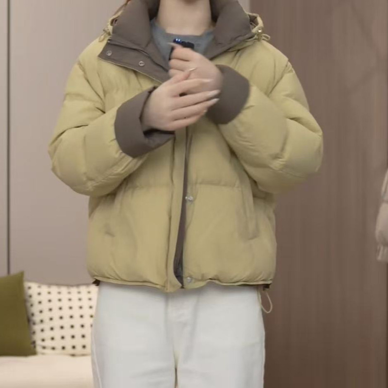 Down Jacket Women's Loose Winter Casual Versatile Hooded down Jacket Off-White Light Blue Black Yellow Duck down