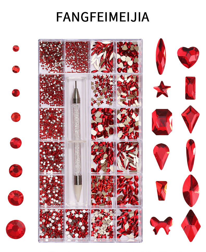 Glass Material Square, Moon, Heart Shape Pattern Elegant Style Elegant Lady Square Moon Heart Shape Glass Nail Decoration Accessories 1 Set