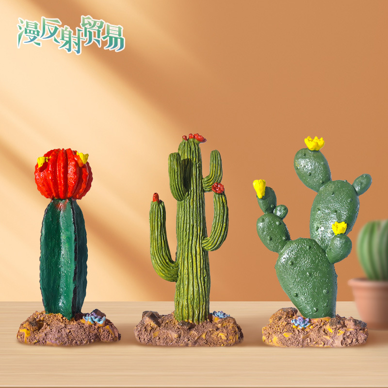 Decoración de caja de mascotas de escalada micro escena del desierto gran tuna cactus cactus cactus pecera paisajismo puede hundirse
