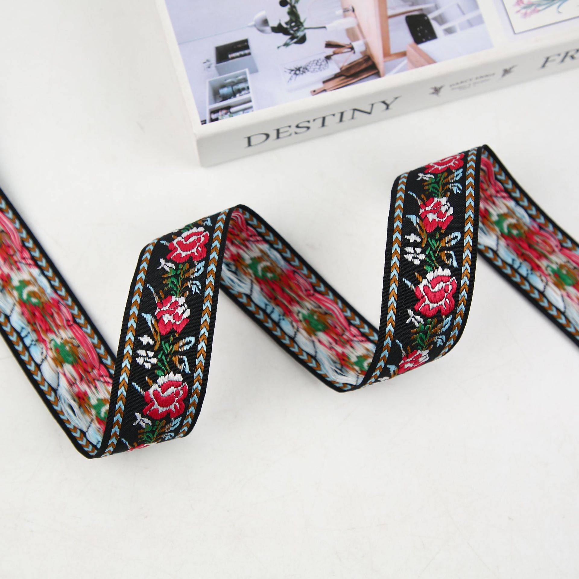 3cm Hanfu accessories Tang suit retro classic ethnic style jacquard webbing bow webbing