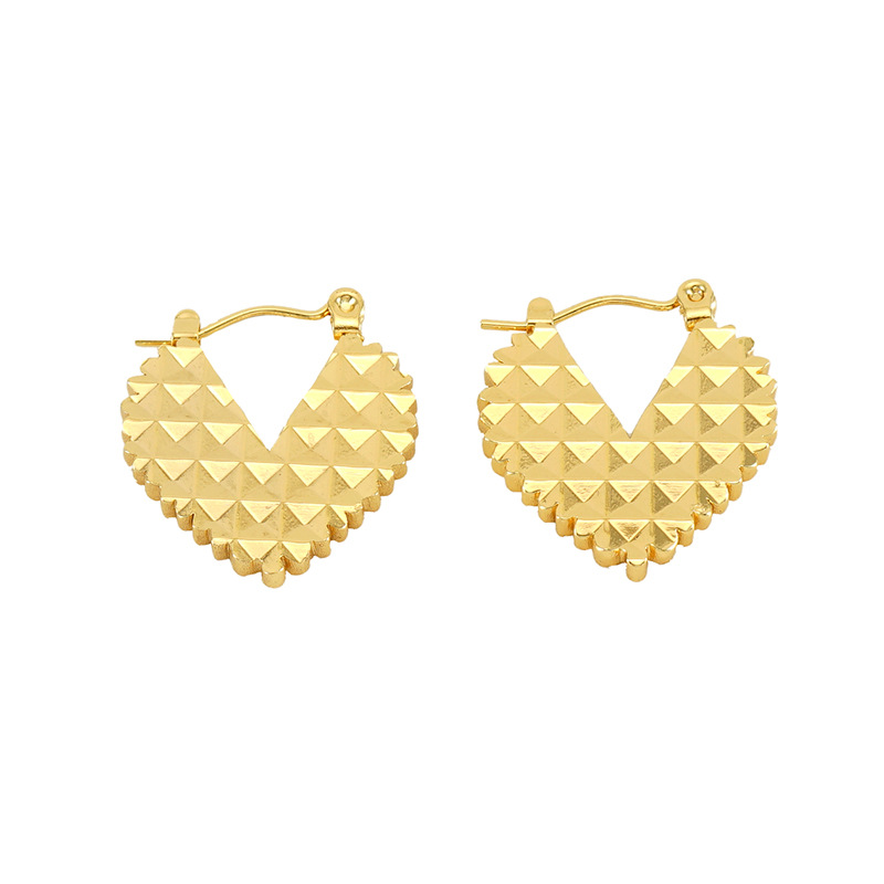304 Stainless Steel Material 1 Pair Basic Modern Style Classic Style Geometric Heart Shape Plating 304 Stainless Steel 18K Gold Plated Hoop Earrings