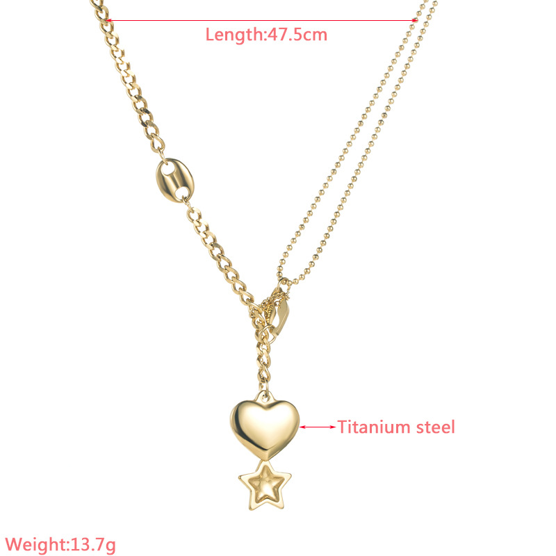 Fashion Heart Shape Titanium Steel Necklace Plating Stainless Steel Necklaces