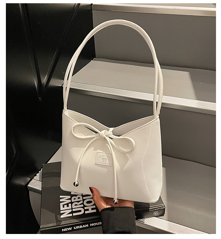 Women's fashion bucket bag 2025 new retro handbag, bow single-shoulder bag, solid color versatile underarm bag full figure