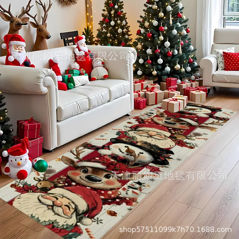跨境temu冬季圣诞节热销家用客厅毯装饰地垫水晶绒耐磨易打理厂家
