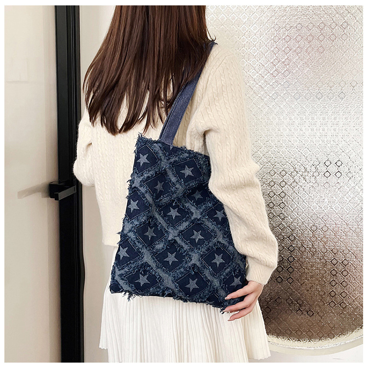 2024 New bucket bag, starry fringed fringe single-shoulder bag, autumn trendy and personalized design handbag, crossbody bag undefined