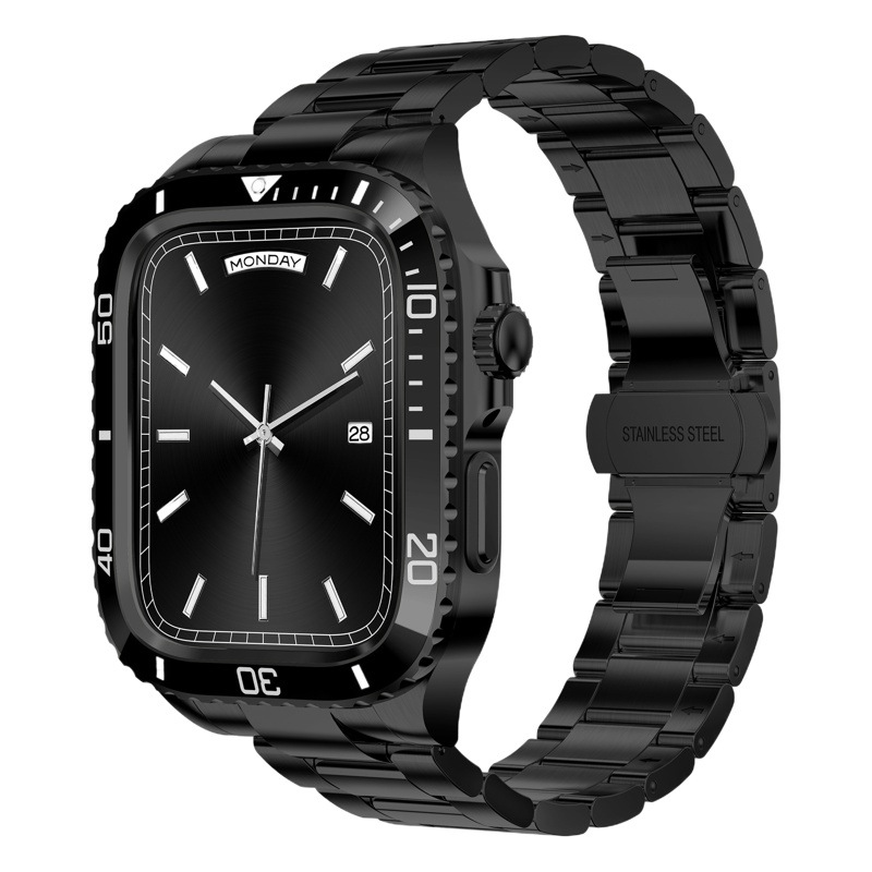 Adecuado para apple watch 45678SEApple I reloj de acero inoxidable protector shell integrado modificado correa de reloj